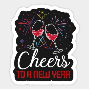 Cheers To A New Year Wine Glass 2019 T-shirt Sticker